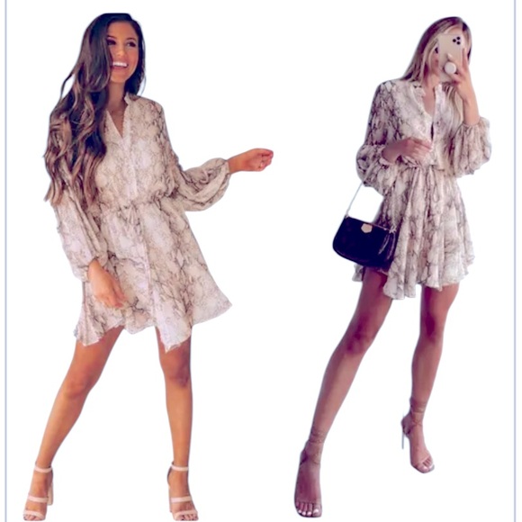 White House Black Market Snake-Print Soft Blouson Mini Dress - 6 - Picture 4 of 17